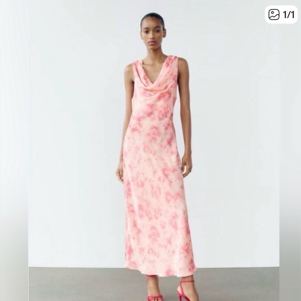 Zara Pink Tie-Dye Scoopneck Sleeveless Dress